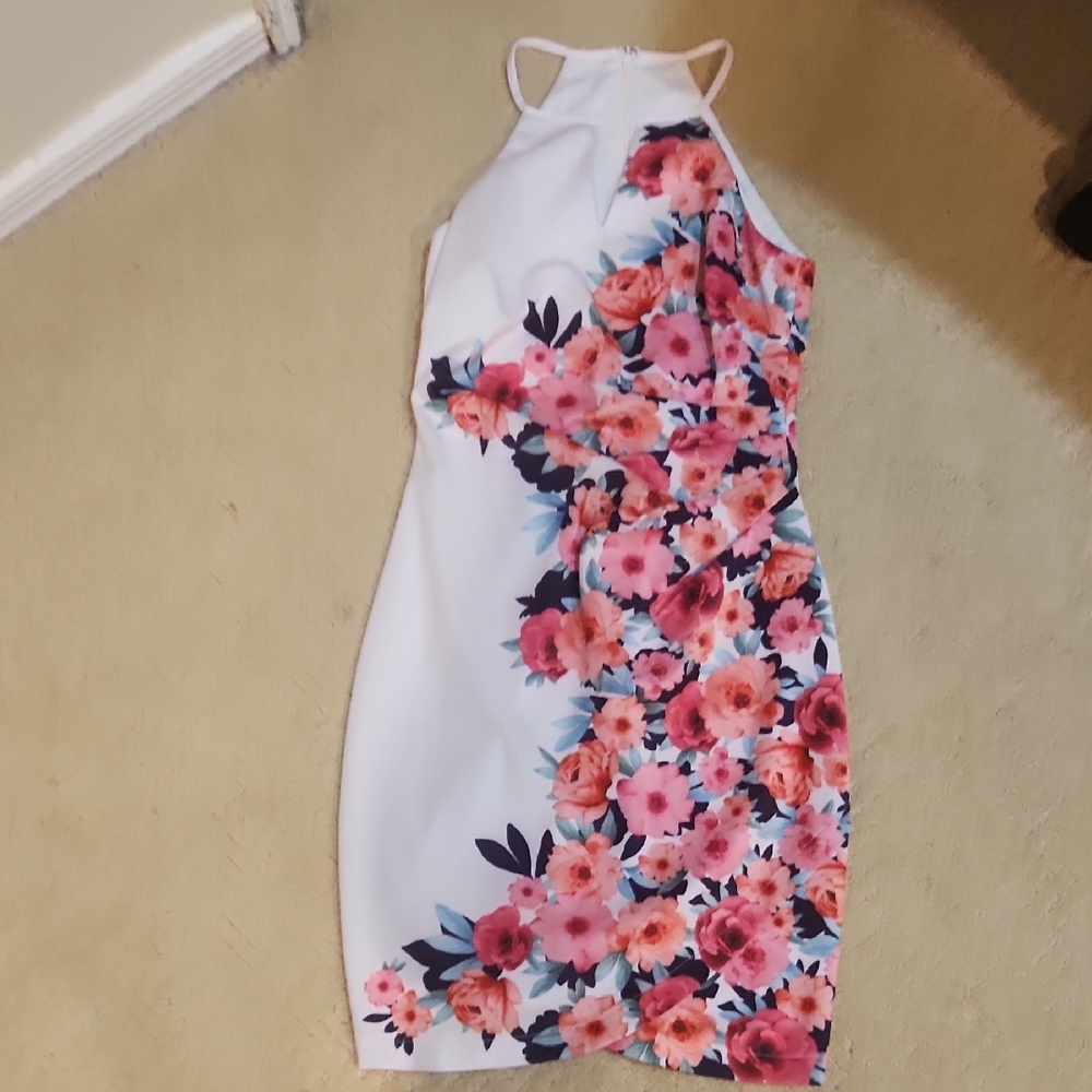 Guess White Floral Backless Dress